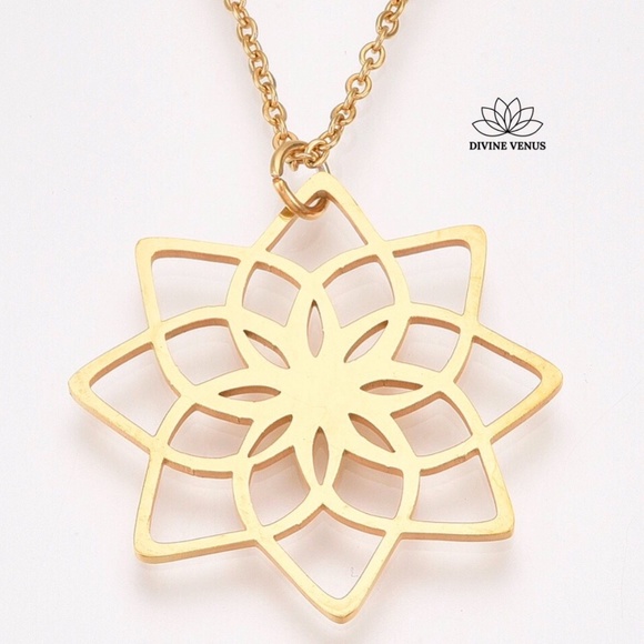Lotus Flower Necklace | Stainless Steel - Picture 2 of 7